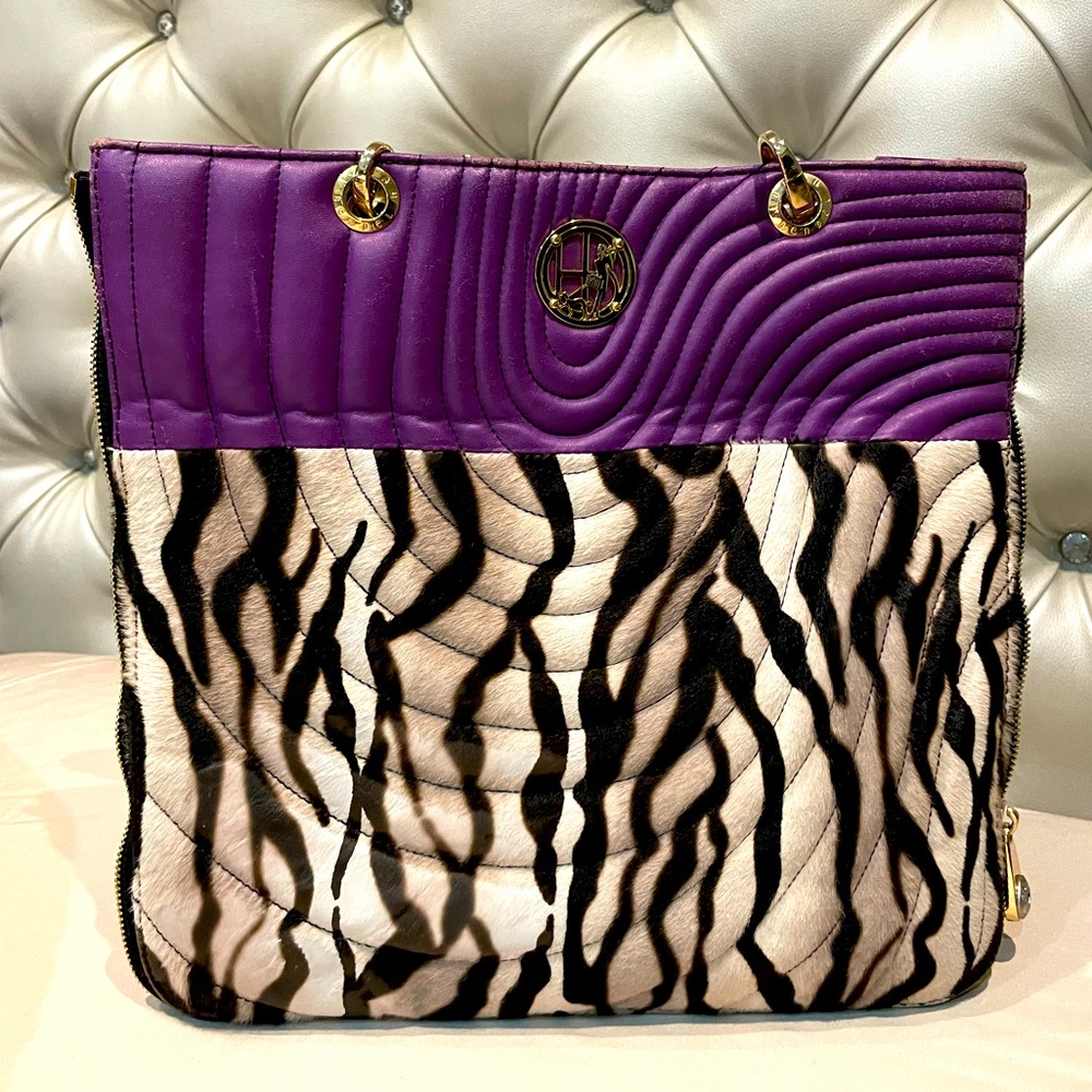 Henri Bendel purple/zebra print shoulder bag